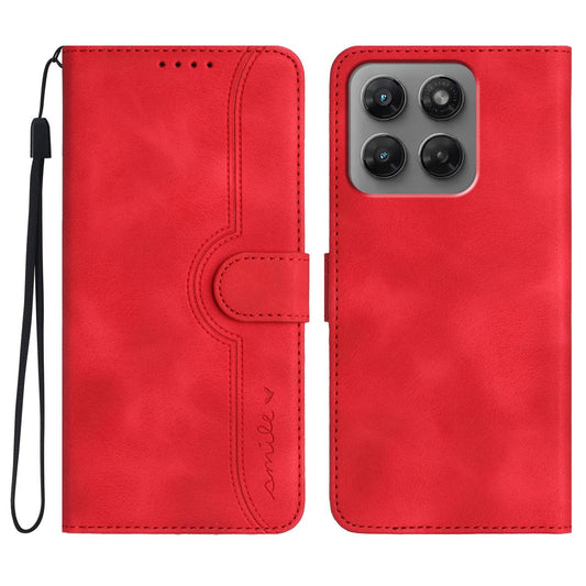 For Motorola Moto G47 / G37 / G37 Power 5G Heart Pattern Skin Feel Leather Phone Case - Red - EDA005259047A
