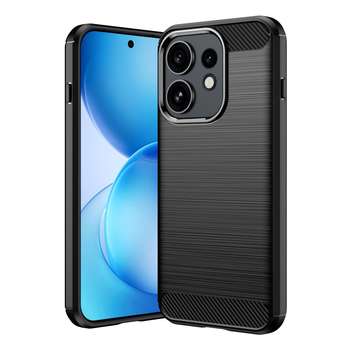 For OPPO Reno16 5G Global Carbon Fiber Brushed Texture TPU Phone Case - Black - EDA005272642A