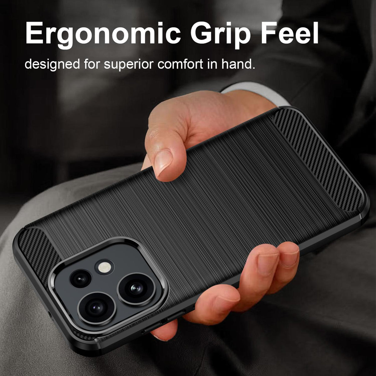 For OPPO Reno16 5G Global Carbon Fiber Brushed Texture TPU Phone Case - Black - EDA005272642A