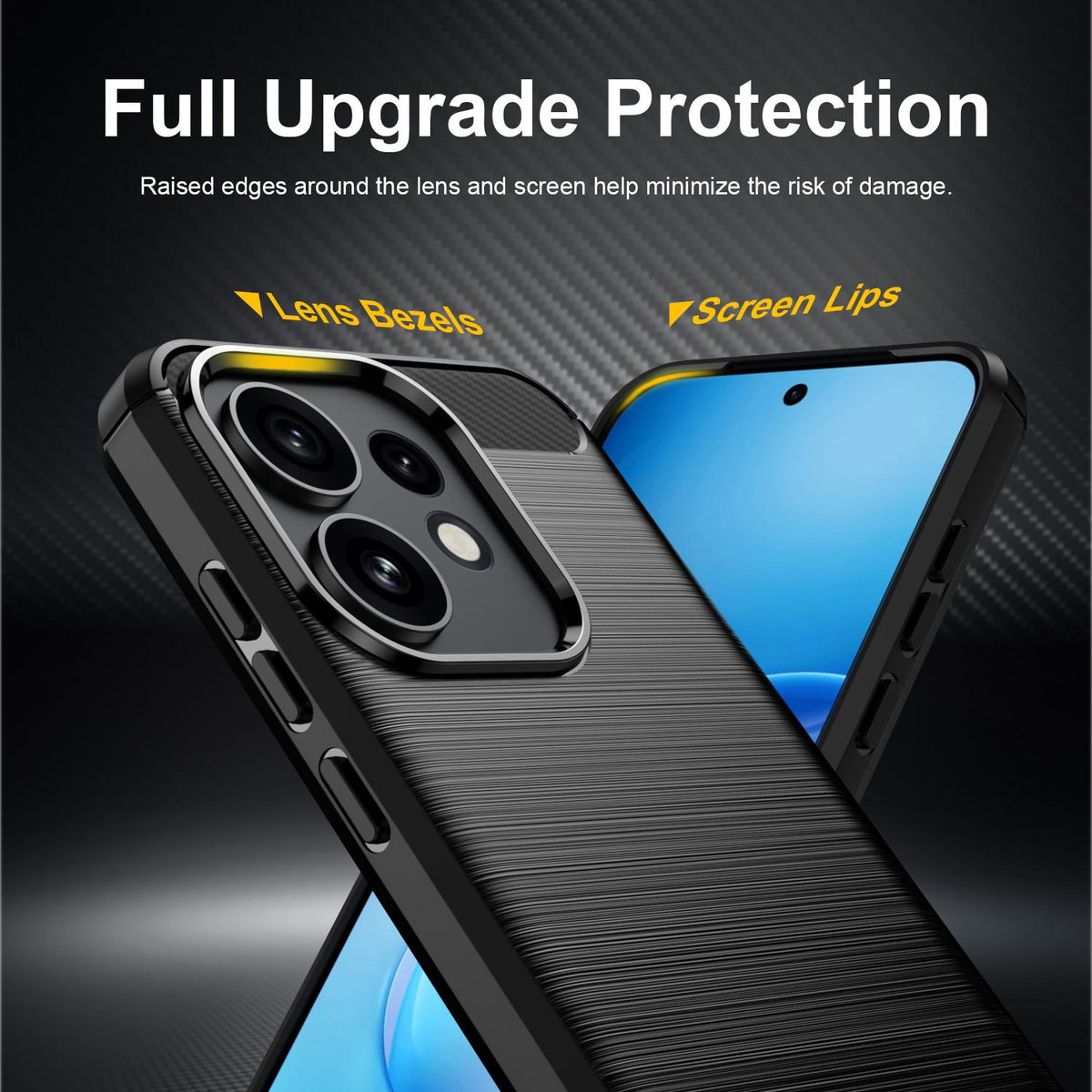 For OPPO Reno16 5G Global Carbon Fiber Brushed Texture TPU Phone Case - Black - EDA005272642A