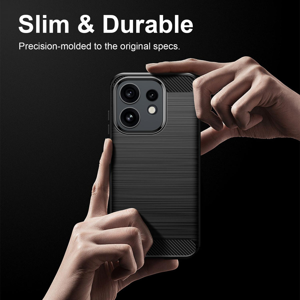 For OPPO Reno16 5G Global Carbon Fiber Brushed Texture TPU Phone Case - Black - EDA005272642A