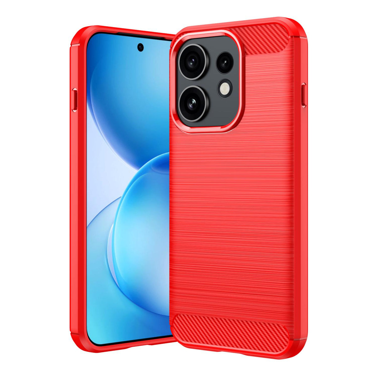 For OPPO Reno16 5G Global Carbon Fiber Brushed Texture TPU Phone Case - Red - EDA005272642B