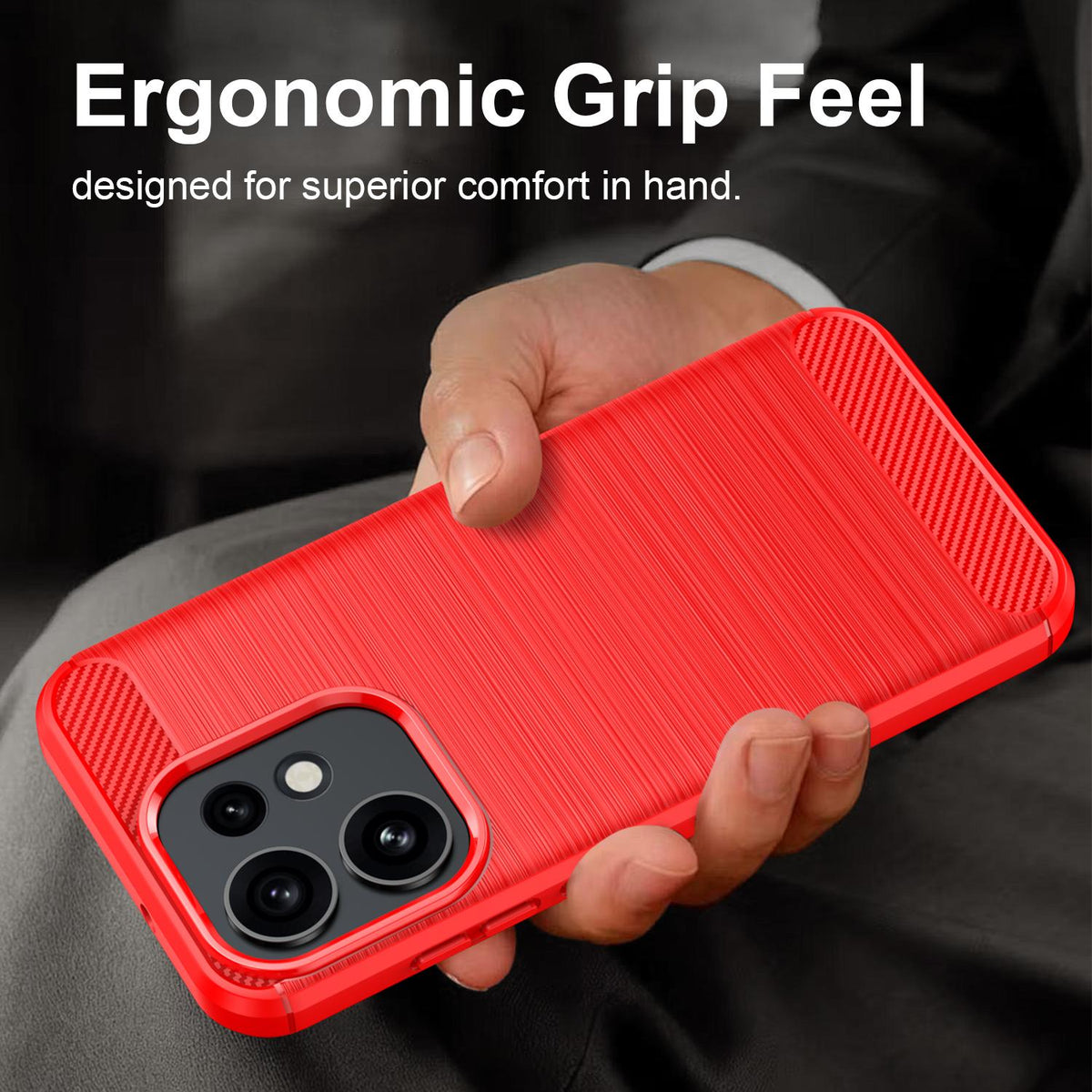 For OPPO Reno16 5G Global Carbon Fiber Brushed Texture TPU Phone Case - Red - EDA005272642B