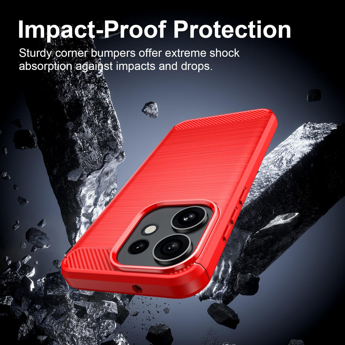 For OPPO Reno16 5G Global Carbon Fiber Brushed Texture TPU Phone Case - Red - EDA005272642B