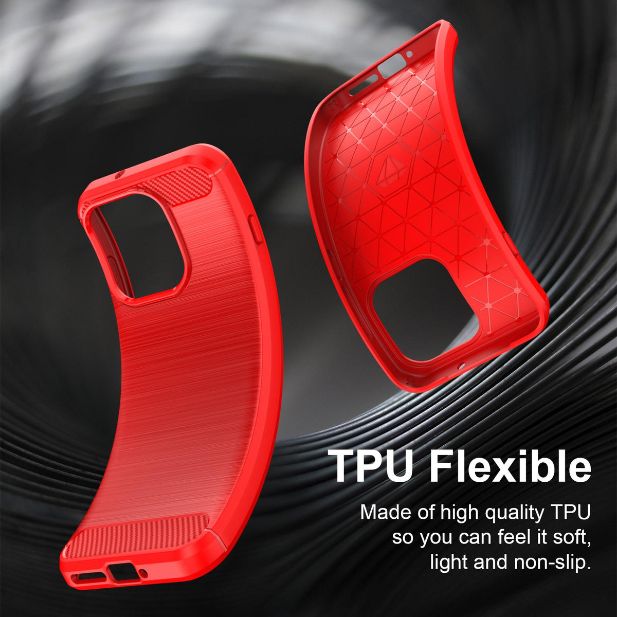 For OPPO Reno16 5G Global Carbon Fiber Brushed Texture TPU Phone Case - Red - EDA005272642B
