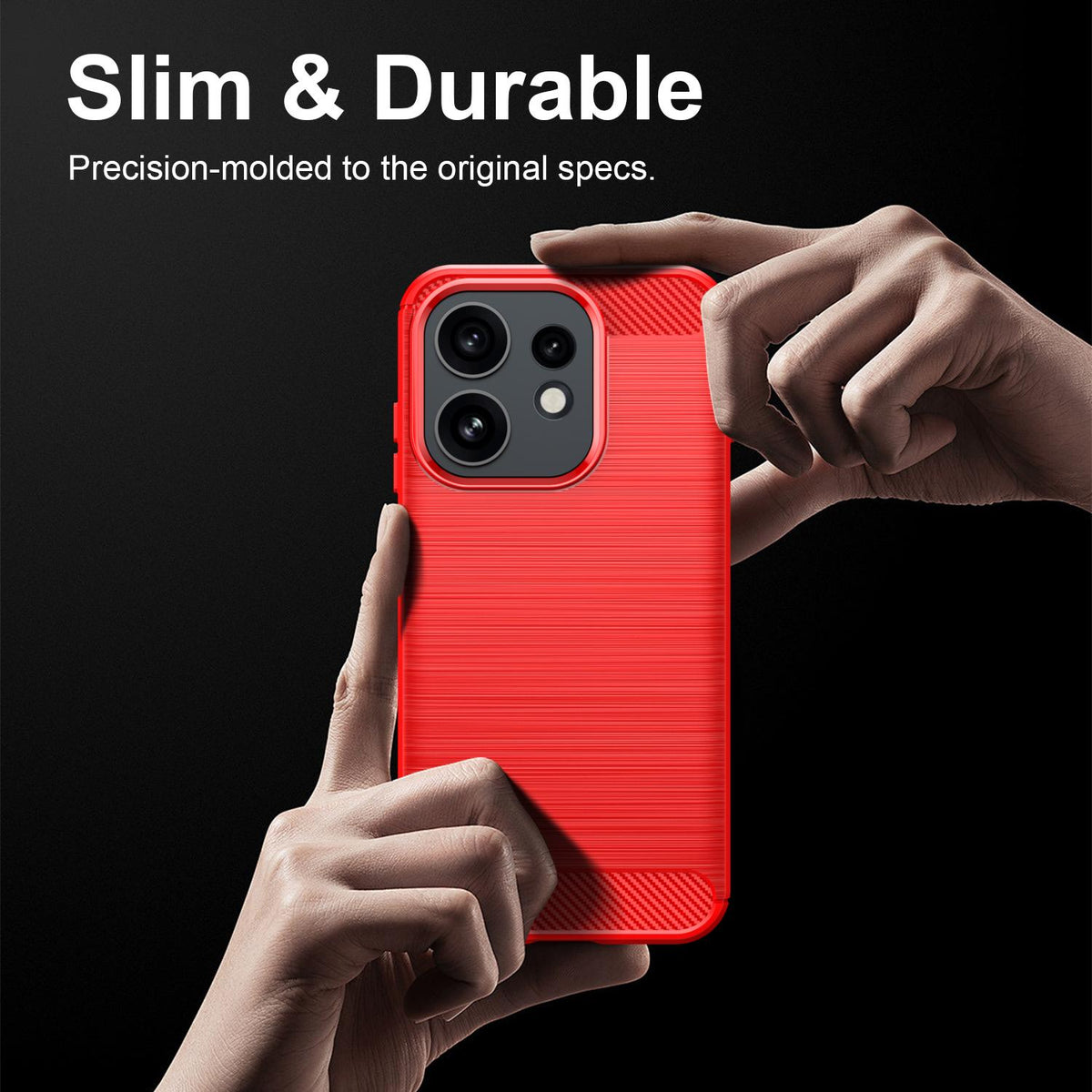 For OPPO Reno16 5G Global Carbon Fiber Brushed Texture TPU Phone Case - Red - EDA005272642B