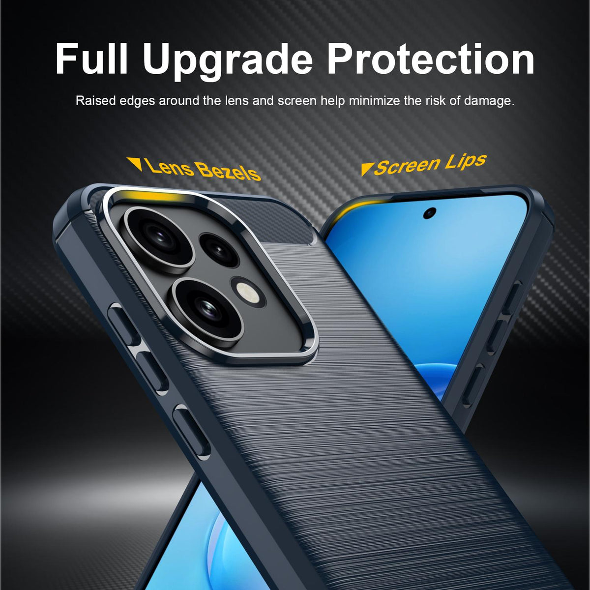 For OPPO Reno16 5G Global Carbon Fiber Brushed Texture TPU Phone Case - Blue - EDA005272642C