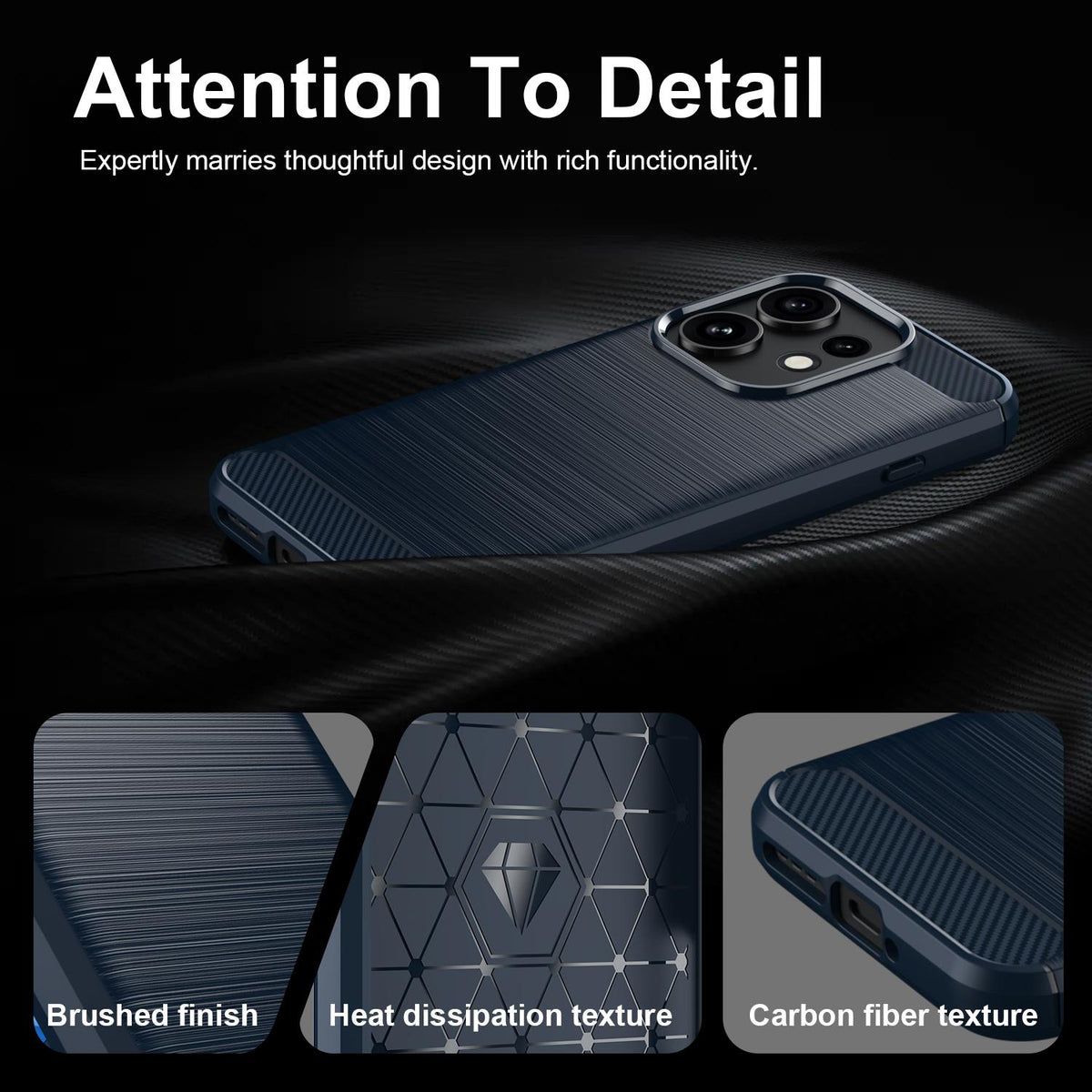For OPPO Reno16 5G Global Carbon Fiber Brushed Texture TPU Phone Case - Blue - EDA005272642C