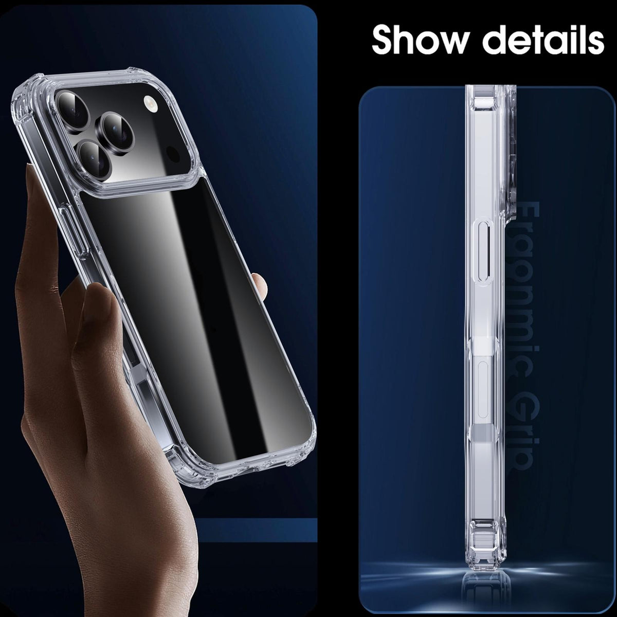 For iPhone 18 Pro / 17 Pro iPAKY Crystal Clear Series Shockproof PC + TPU Protective Phone Case - Transparent - EDA005286611A