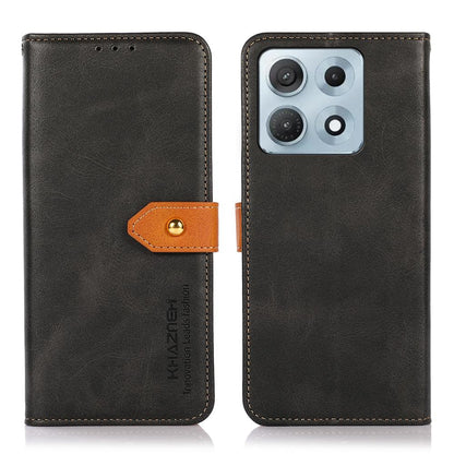 For Motorola Edge 70 Max 5G KHAZNEH Dual-color Cowhide Texture Flip Leather Phone Case(Black)