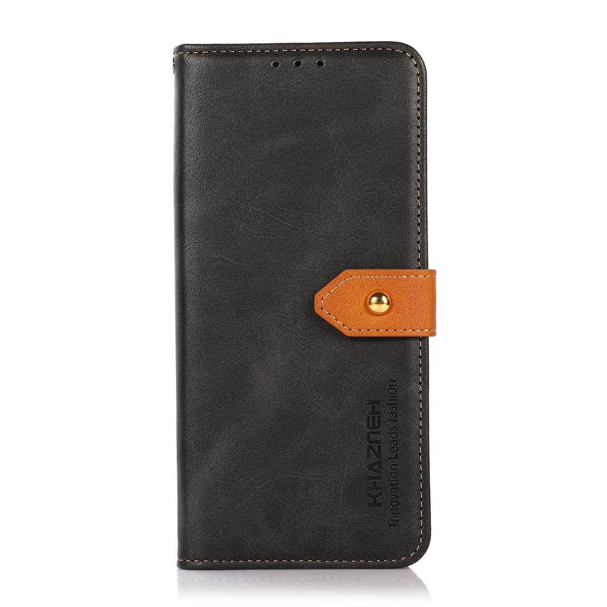 For Motorola Edge 70 Max 5G KHAZNEH Dual-color Cowhide Texture Flip Leather Phone Case - Black - EDA005316931A