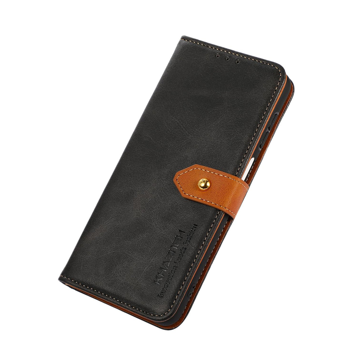 For Motorola Edge 70 Max 5G KHAZNEH Dual-color Cowhide Texture Flip Leather Phone Case - Black - EDA005316931A