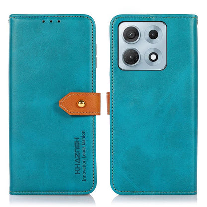 For Motorola Edge 70 Max 5G KHAZNEH Dual-color Cowhide Texture Flip Leather Phone Case(Blue)