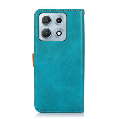 For Motorola Edge 70 Max 5G KHAZNEH Dual-color Cowhide Texture Flip Leather Phone Case(Blue)