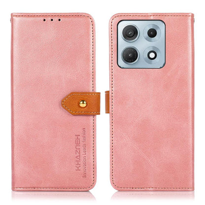 For Motorola Edge 70 Max 5G KHAZNEH Dual-color Cowhide Texture Flip Leather Phone Case(Rose Gold)