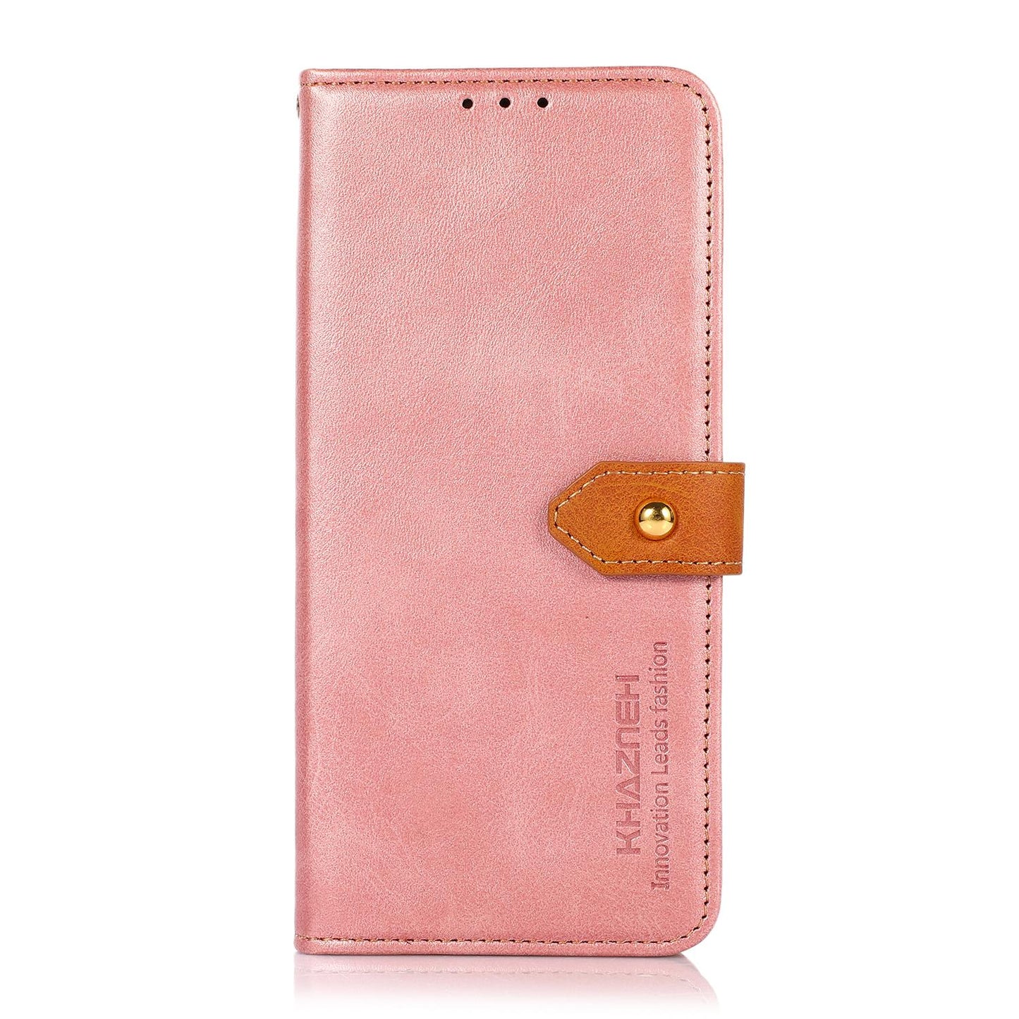 For Motorola Edge 70 Max 5G KHAZNEH Dual-color Cowhide Texture Flip Leather Phone Case(Rose Gold)