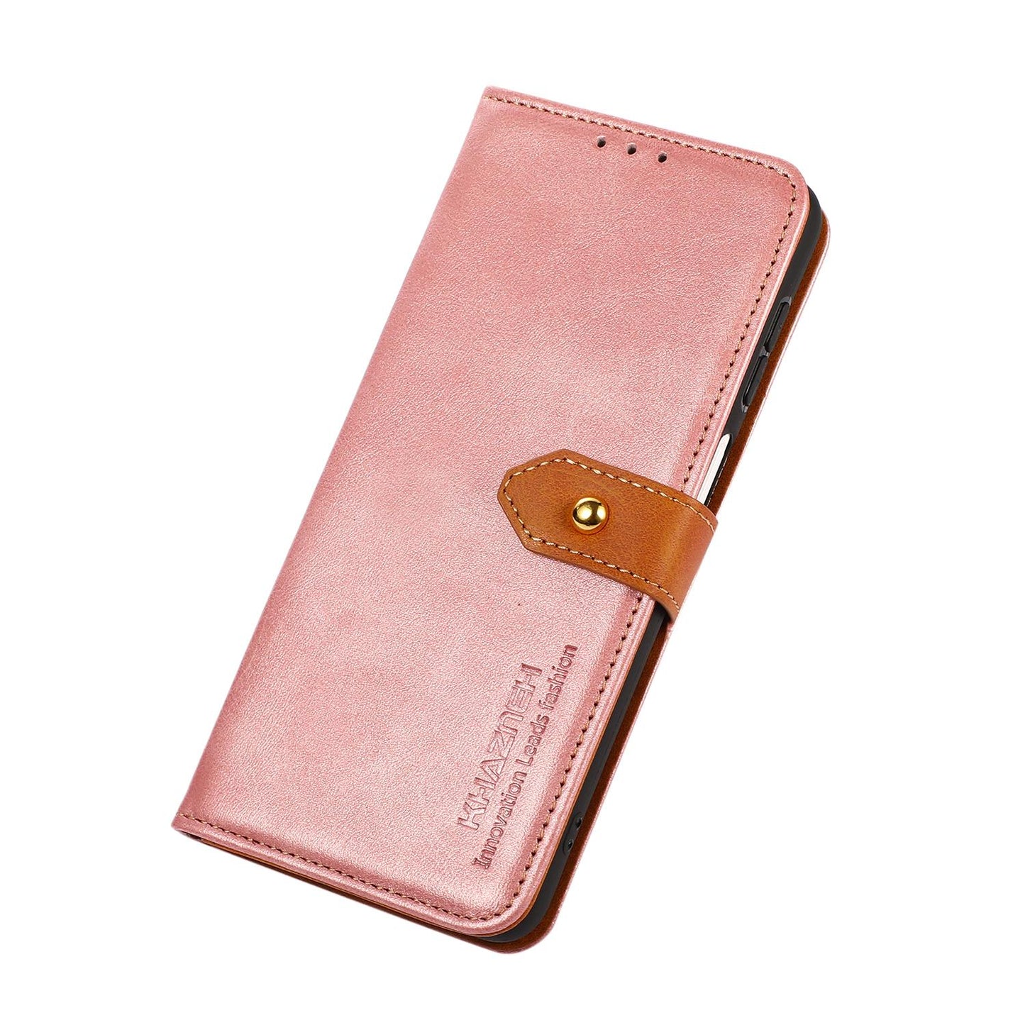 For Motorola Edge 70 Max 5G KHAZNEH Dual-color Cowhide Texture Flip Leather Phone Case(Rose Gold)
