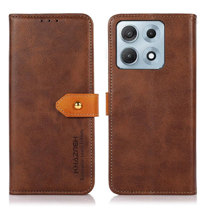 For Motorola Edge 70 Max 5G KHAZNEH Dual-color Cowhide Texture Flip Leather Phone Case(Brown)