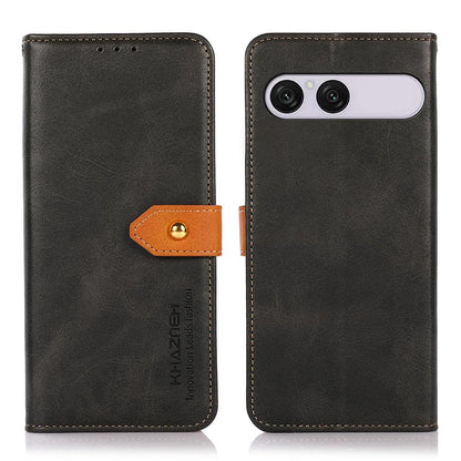 For Sony Xperia 10 VIII/10 VII KHAZNEH Dual-color Cowhide Texture Flip Leather Phone Case - Black - EDA005317005A