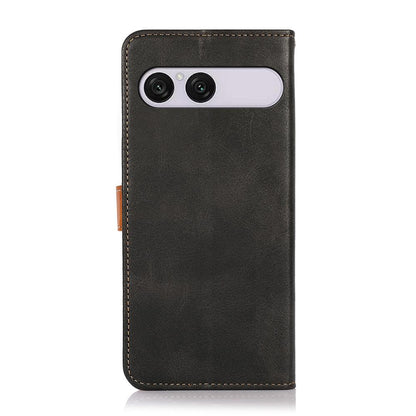 For Sony Xperia 10 VIII/10 VII KHAZNEH Dual-color Cowhide Texture Flip Leather Phone Case - Black - EDA005317005A