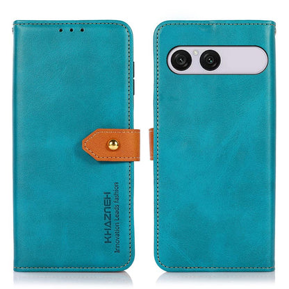 For Sony Xperia 10 VIII/10 VII KHAZNEH Dual-color Cowhide Texture Flip Leather Phone Case - Blue - EDA005317005B
