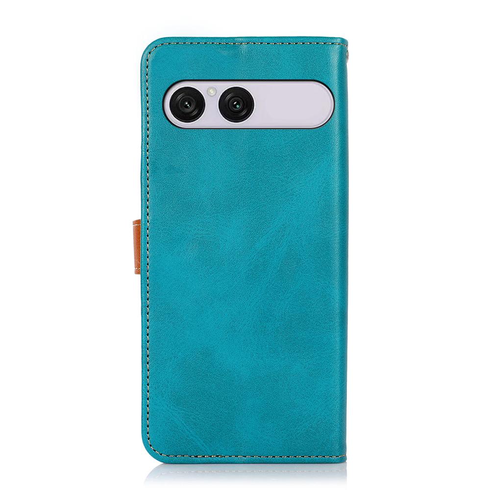 For Sony Xperia 10 VIII/10 VII KHAZNEH Dual-color Cowhide Texture Flip Leather Phone Case - Blue - EDA005317005B
