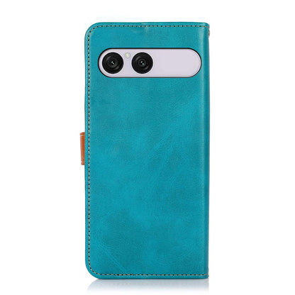 For Sony Xperia 10 VIII/10 VII KHAZNEH Dual-color Cowhide Texture Flip Leather Phone Case - Blue - EDA005317005B