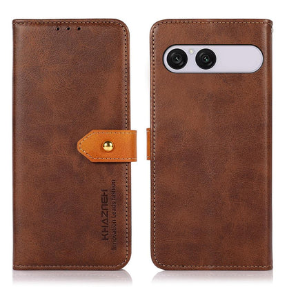 For Sony Xperia 10 VIII/10 VII KHAZNEH Dual-color Cowhide Texture Flip Leather Phone Case - Brown - EDA005317005D