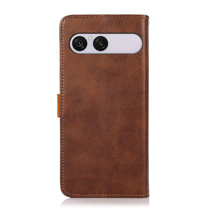 For Sony Xperia 10 VIII/10 VII KHAZNEH Dual-color Cowhide Texture Flip Leather Phone Case - Brown - EDA005317005D