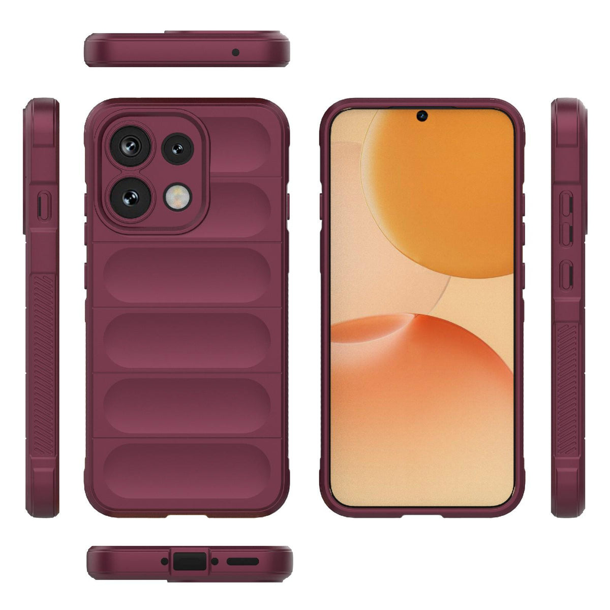 For OPPO Reno16 F 5G Global Magic Shield TPU + Flannel Phone Case - Wine Red - EDA005399035B