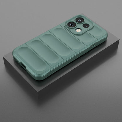 For OPPO Reno16 F 5G Global Magic Shield TPU + Flannel Phone Case - Dark Green - EDA005399035G