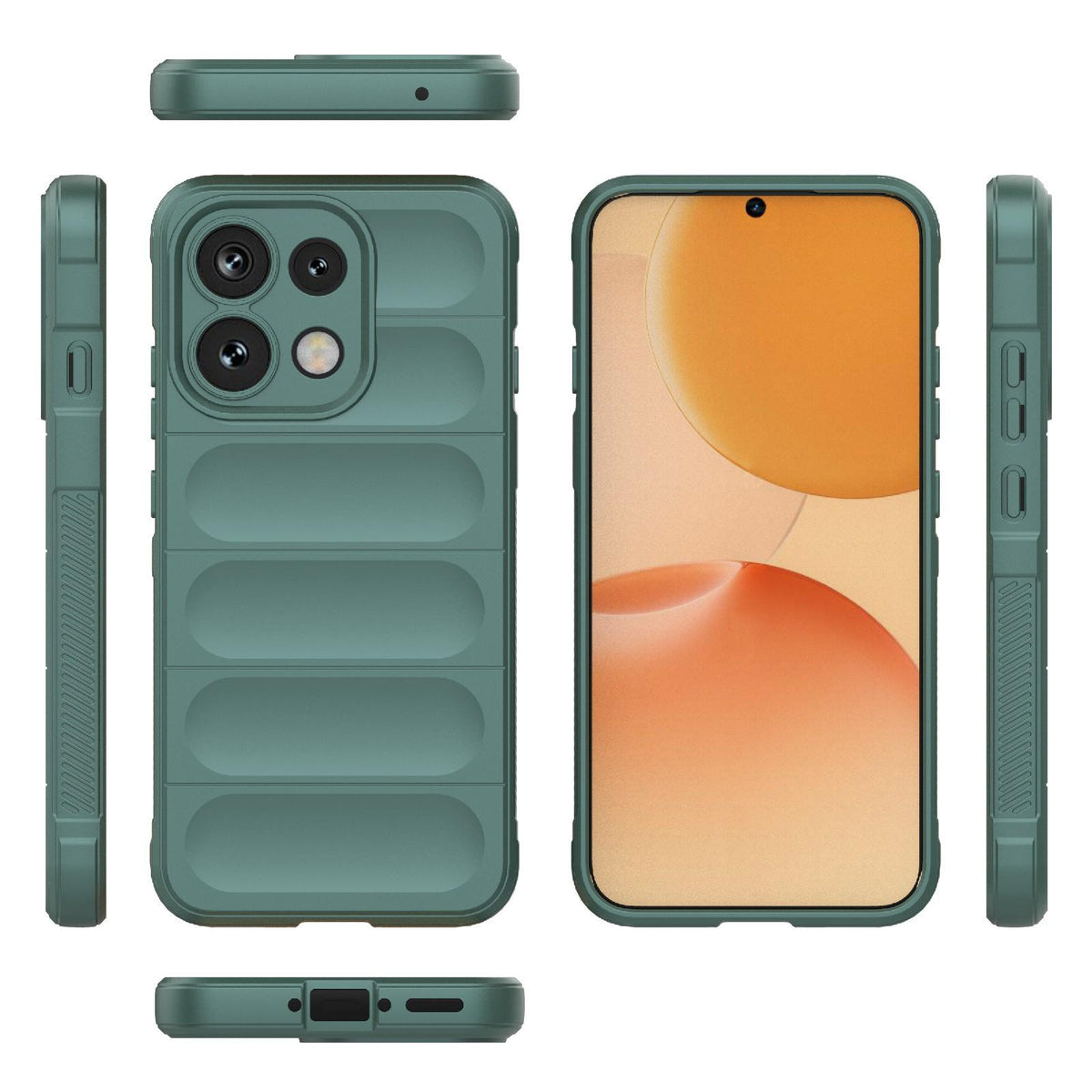 For OPPO Reno16 F 5G Global Magic Shield TPU + Flannel Phone Case - Dark Green - EDA005399035G