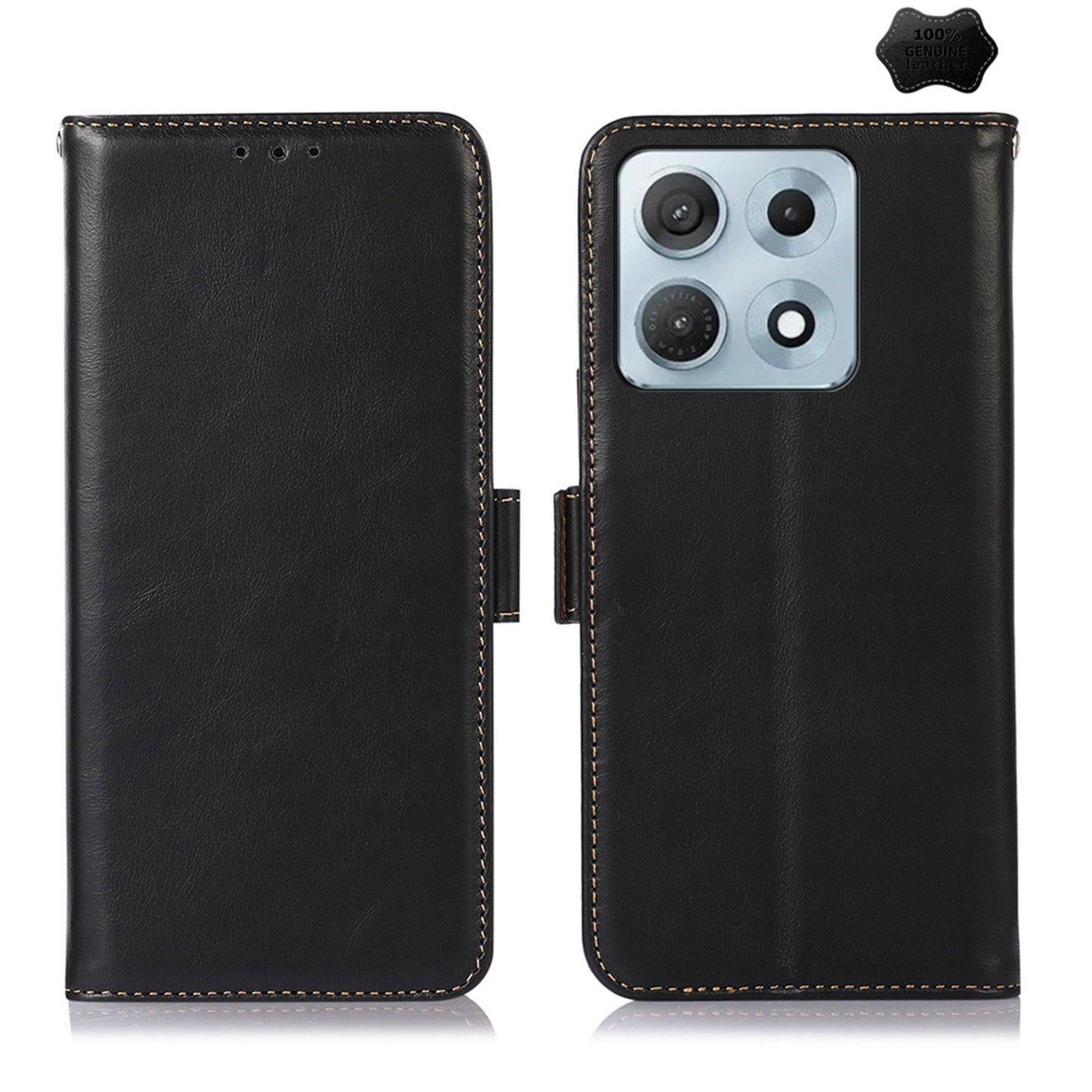 For Motorola Edge 70 Max 5G Magnetic Crazy Horse Texture Genuine Leather RFID Phone Case(Black)