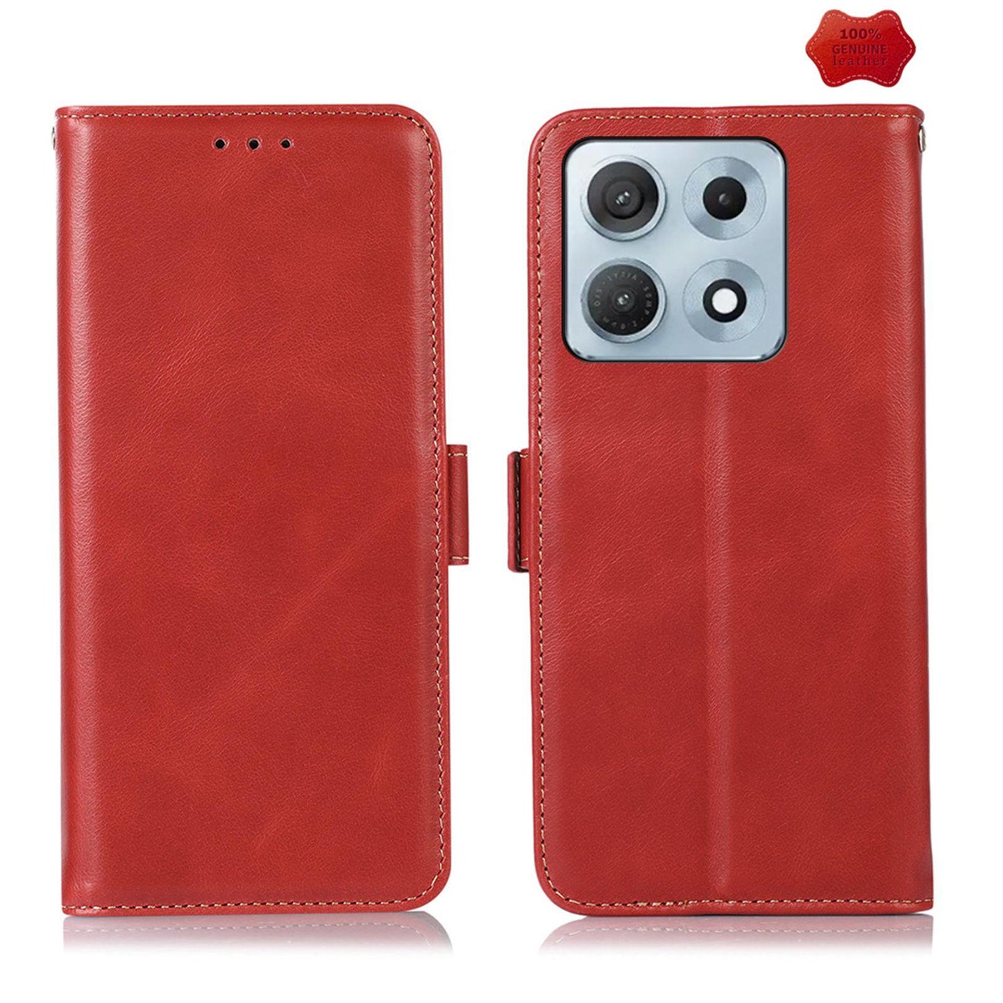 For Motorola Edge 70 Max 5G Magnetic Crazy Horse Texture Genuine Leather RFID Phone Case(Red)
