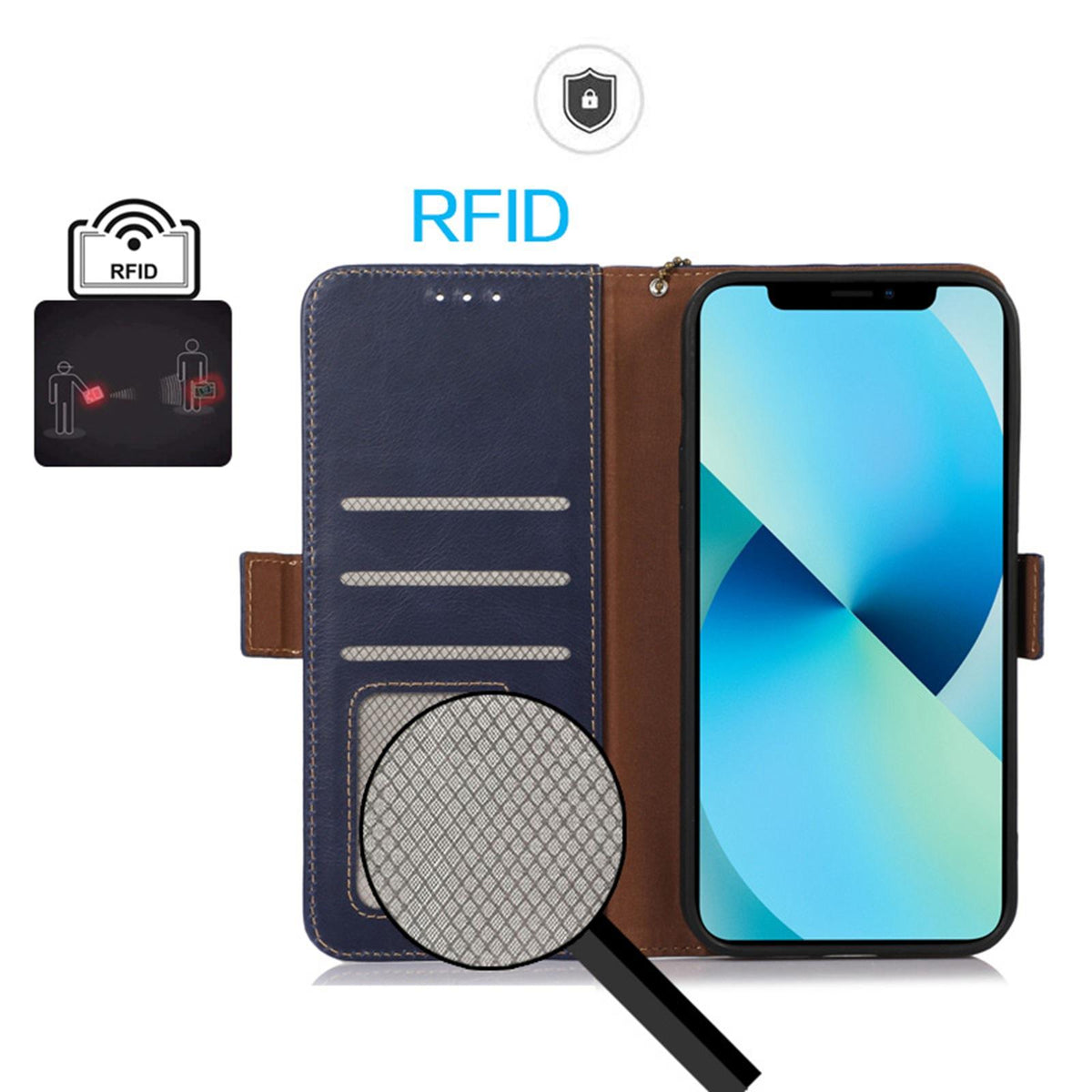 For Motorola Edge 70 Max 5G Magnetic Crazy Horse Texture Genuine Leather RFID Phone Case - Blue - EDA005404816C