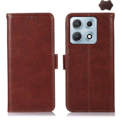 For Motorola Edge 70 Max 5G Magnetic Crazy Horse Texture Genuine Leather RFID Phone Case(Brown)
