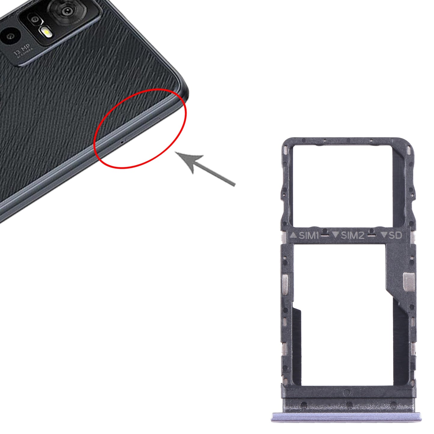 For TCL 40 R Original SIM + Micro SD Card Tray(Purple)