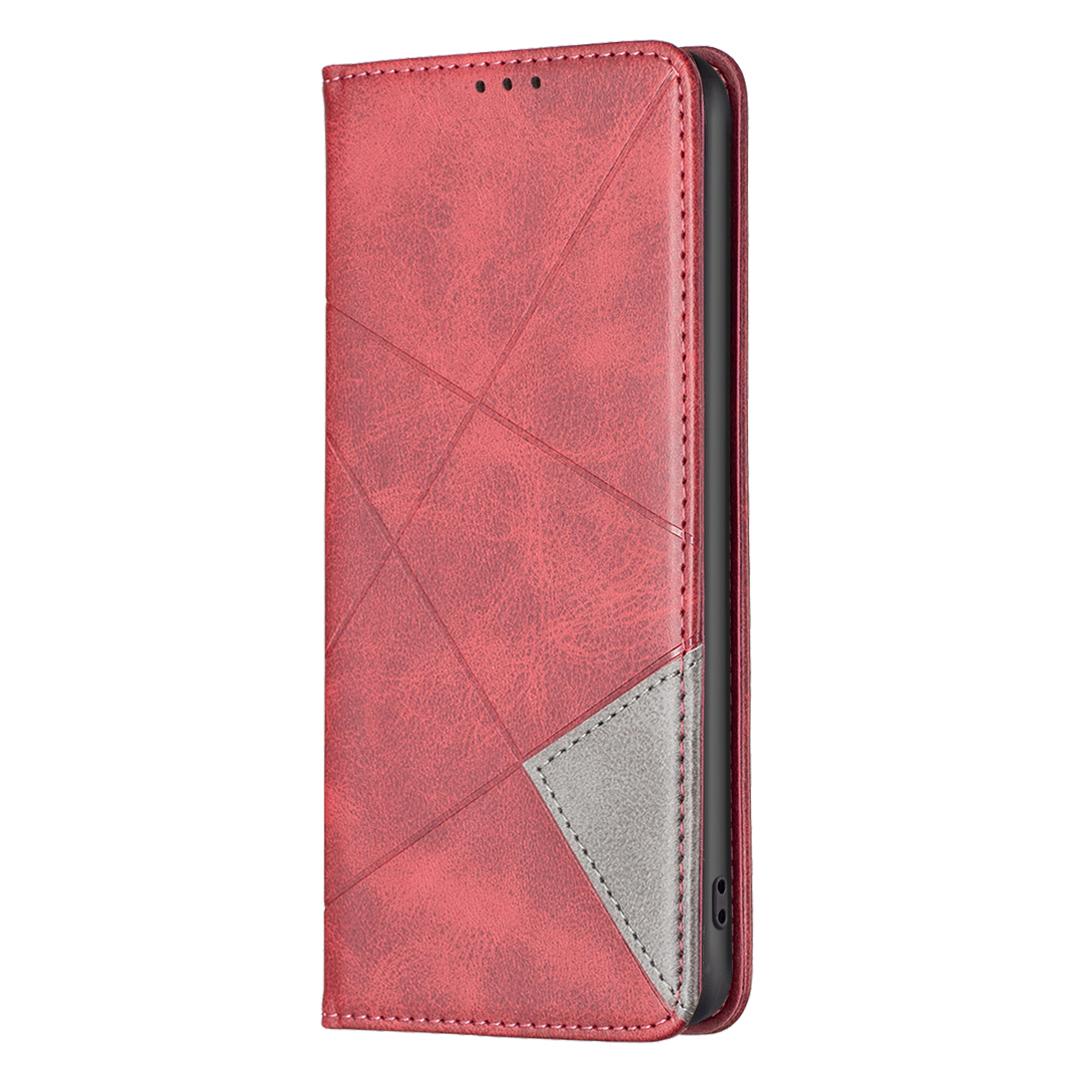 For Honor 600 Global Rhombus Texture Magnetic Leather Phone Case - Red - EDA005570422A