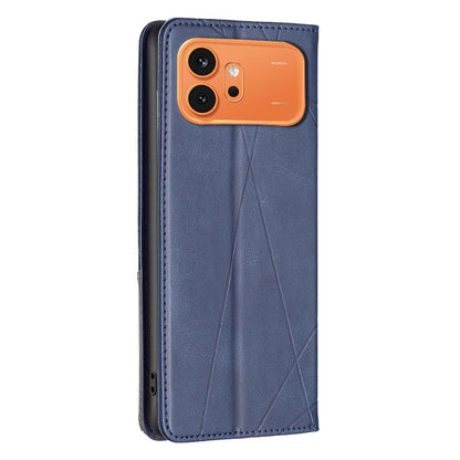 For Honor 600 Global Rhombus Texture Magnetic Leather Phone Case - Blue - EDA005570422F