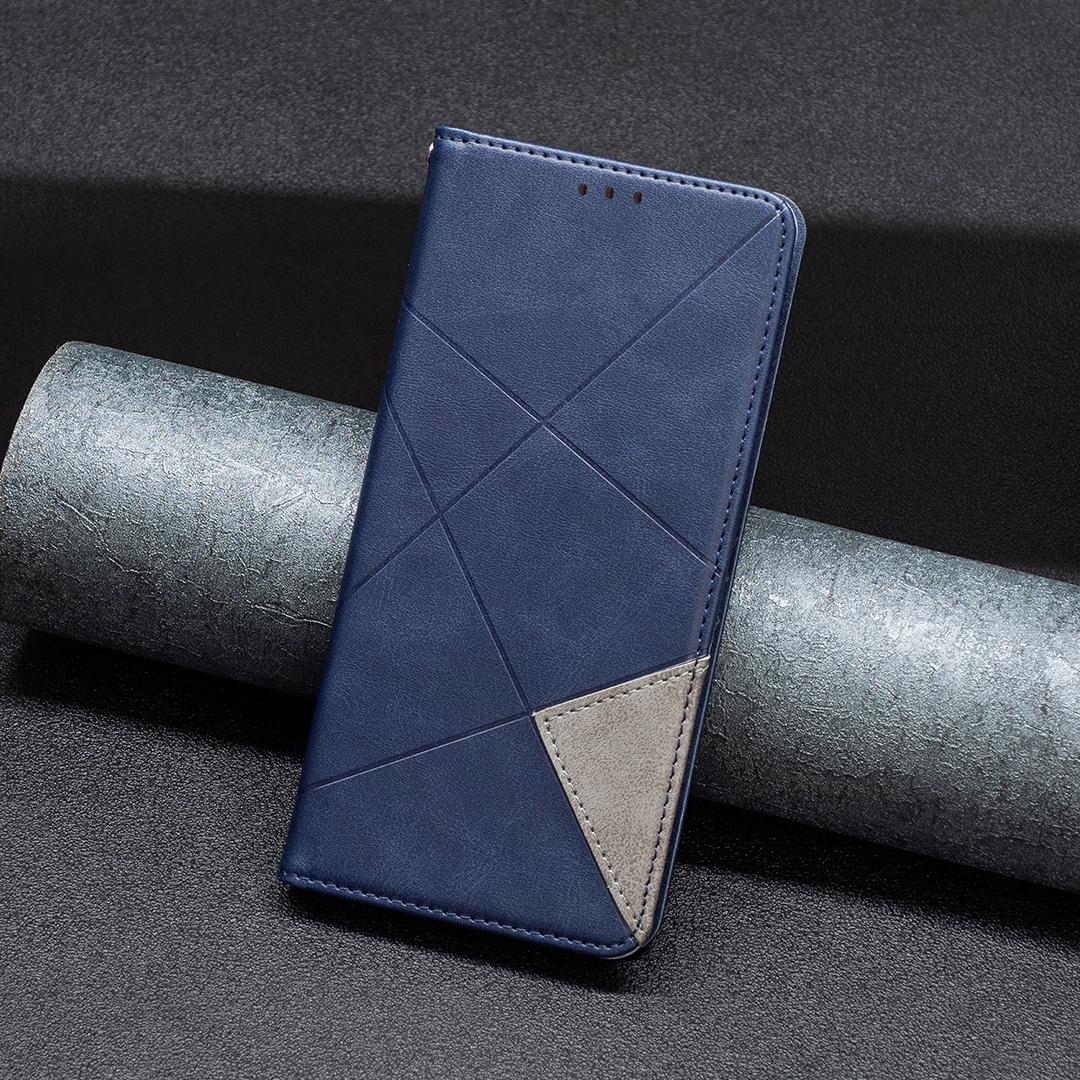 For Honor 600 Global Rhombus Texture Magnetic Leather Phone Case - Blue - EDA005570422F