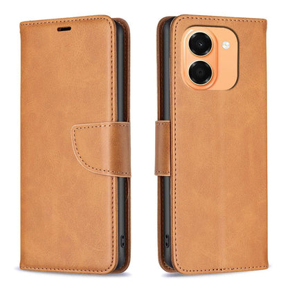 For Honor X7e 4G / X6e Lambskin Texture Pure Color Flip Leather Phone Case - Yellow - EDA005588024A