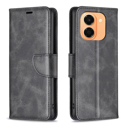 For Honor X7e 4G / X6e Lambskin Texture Pure Color Flip Leather Phone Case - Black - EDA005588024B