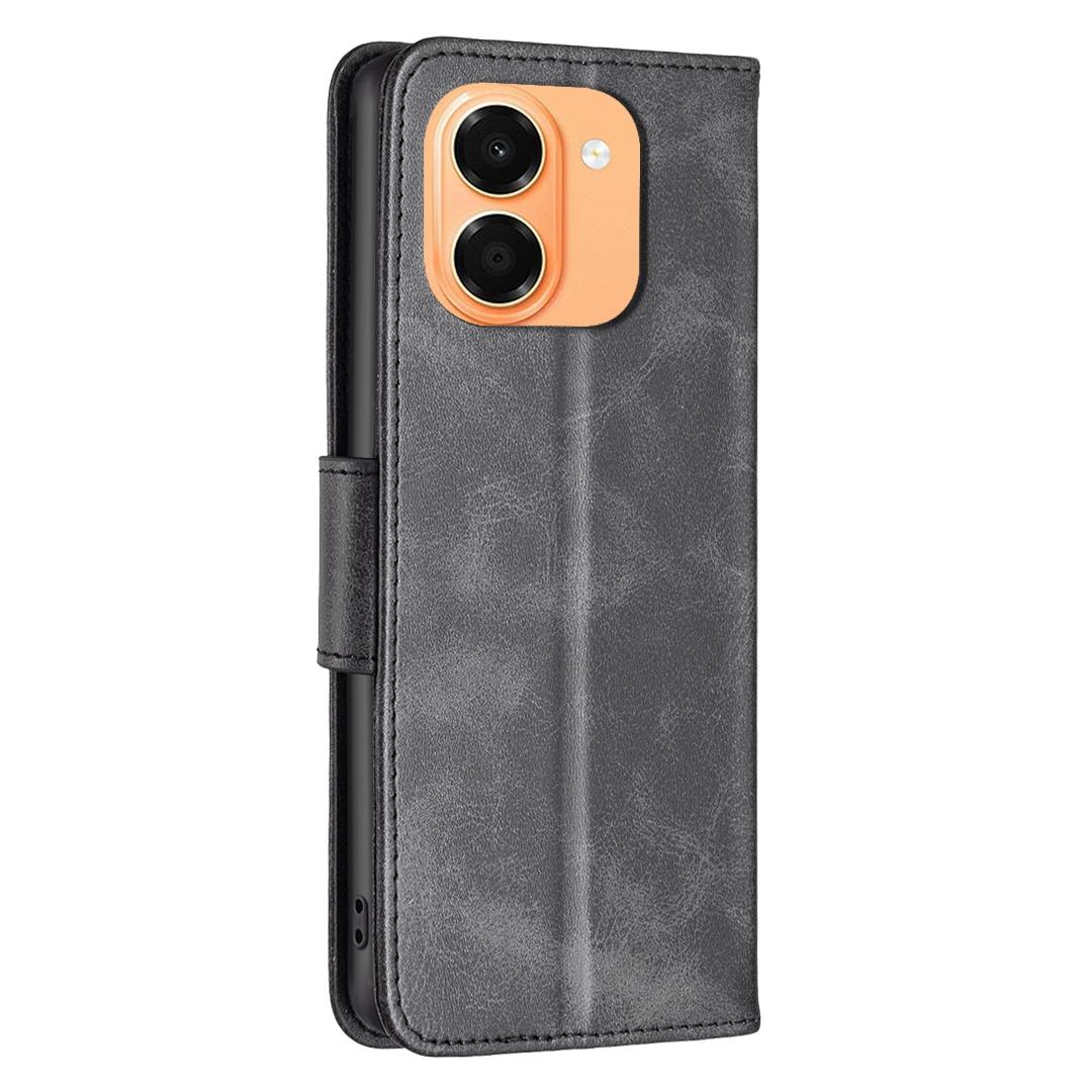 For Honor X7e 4G / X6e Lambskin Texture Pure Color Flip Leather Phone Case - Black - EDA005588024B