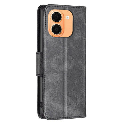 For Honor X7e 4G / X6e Lambskin Texture Pure Color Flip Leather Phone Case - Black - EDA005588024B