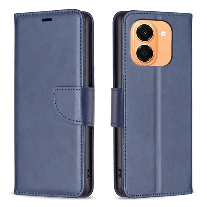 For Honor X7e 4G / X6e Lambskin Texture Pure Color Flip Leather Phone Case - Blue - EDA005588024D