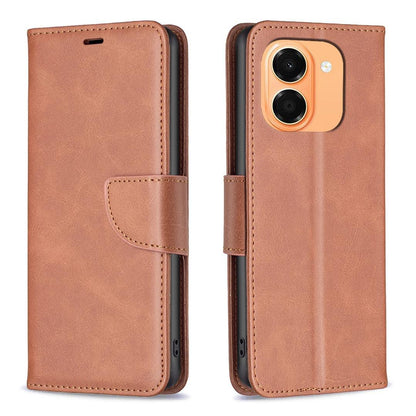 For Honor X7e 4G / X6e Lambskin Texture Pure Color Flip Leather Phone Case - Brown - EDA005588024F