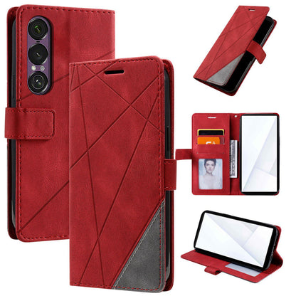 For Sony Xperia 1 VII Skin Feel Splicing Leather Phone Case(Red)