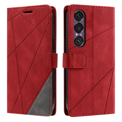 For Sony Xperia 1 VII Skin Feel Splicing Leather Phone Case(Red)