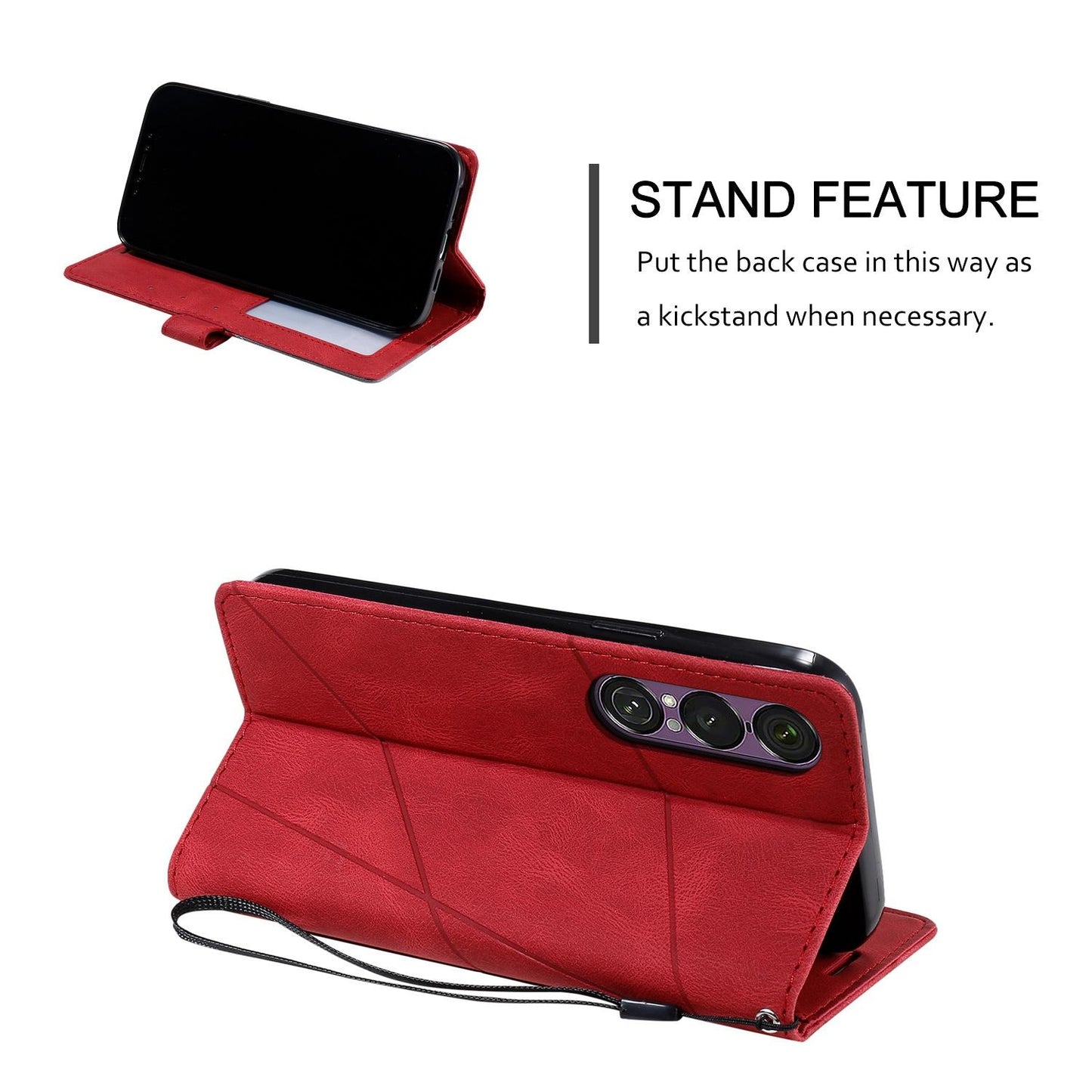 For Sony Xperia 1 VII Skin Feel Splicing Leather Phone Case(Red)