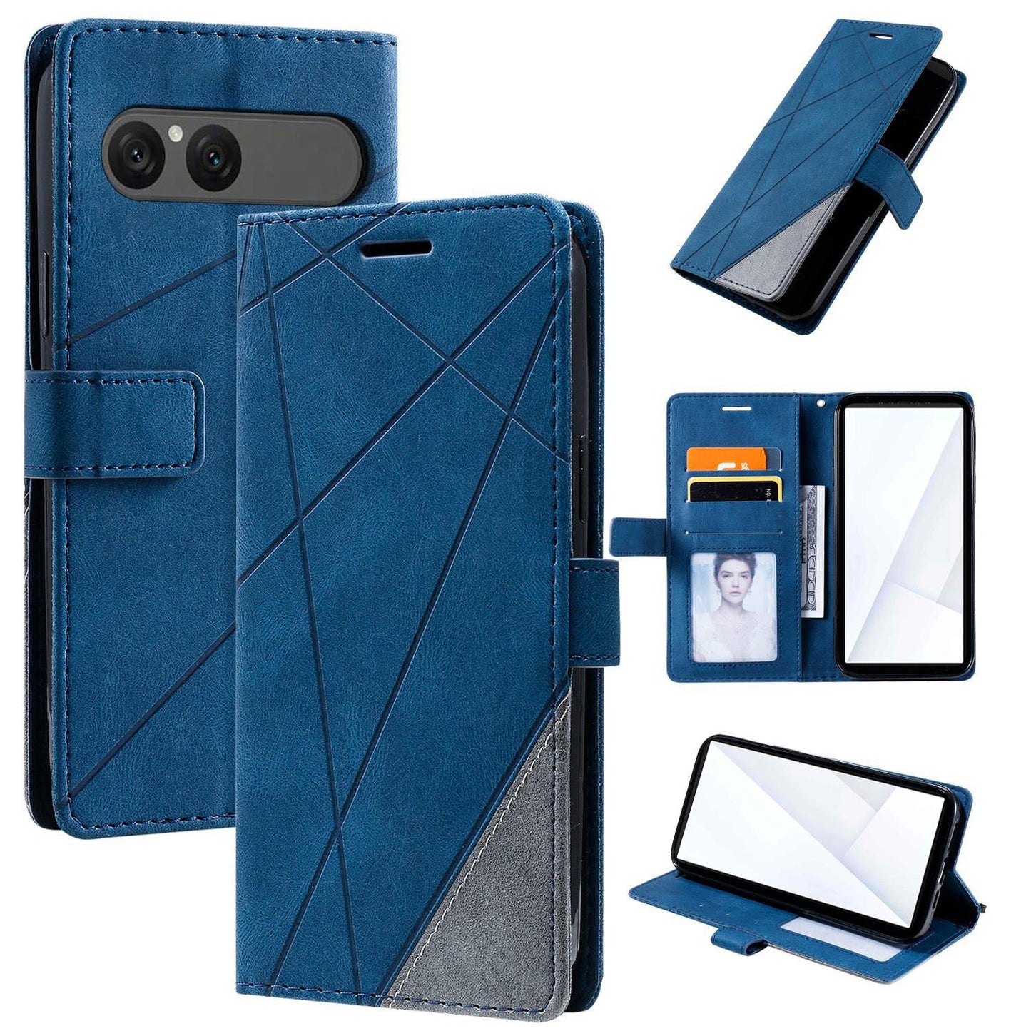 For Sony Xperia 10 VII Skin Feel Splicing Leather Phone Case(Blue)